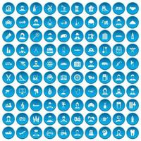 100 ícones de trabalho definidos em azul vetor