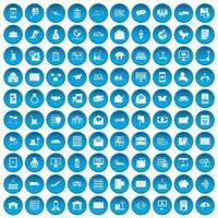 100 ícones de serviço postal definidos em azul vetor