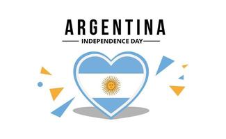 vetor de bandeira argentina em moldura de forma de coração e fita de celebração