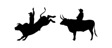 vetor de silhueta de cavaleiro de búfalo touro