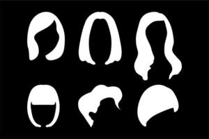 penteado de mulher para vetor de conjunto de salão, modelo de ícone de peruca de cabelo de mulher