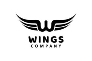 letra inicial w com inspiração de design de logotipo de asas vetor