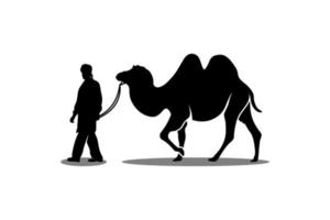 homem lidera um desenho vetorial de silhueta de camelo vetor