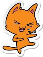 adesivo de um gato de desenho animado assobiando vetor