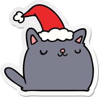 desenho de adesivo de natal de gato kawaii vetor