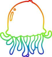 desenho de linha de gradiente de arco-íris medusa de desenho animado vetor