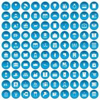 100 ícones de caixa definidos em azul vetor