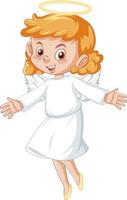 personagem de desenho animado anjo bonito vestido branco sobre fundo branco vetor