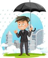 homem de negócios segurando um guarda-chuva vetor