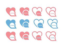 design de vetor de logotipo de ícone de bate-papo de amor simples e exclusivo