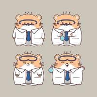 hamster kawaii fofo na fantasia de cientista vetor