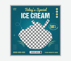 banner de promoção de mídia social de sorvete delicioso especial e modelo de postagem quadrada vetor