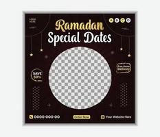 frutas de datas especiais de hoje para banners de comida iftar ramadã e design de modelo de postagem de mídia social vetor