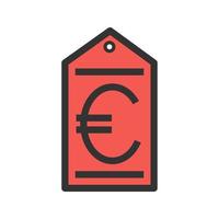 ícone de linha cheia de etiqueta de euro vetor