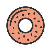 ícone de linha cheia de donuts vetor