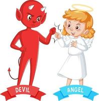 personagem de desenho animado diabo e anjo em fundo branco vetor
