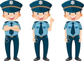 conjunto de personagem de desenho animado de policial
