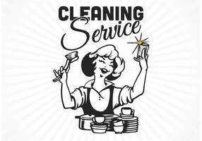 Vector de cartaz de serviço de limpeza retro gratuito