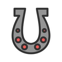 ícone de linha cheia de ferradura de cavalo vetor