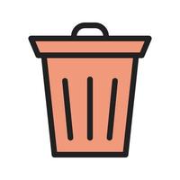 ícone de linha cheia de caixote do lixo vetor