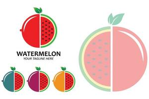 ilustração vetorial de frutas frescas melancia frutas logotipo vermelho, disponível no mercado, design de impressão de tela, adesivo, banner, empresa de frutas vetor