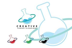 design de garrafa de laboratório de teste de logotipo de laboratório médico de saúde vetor