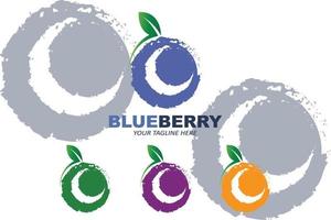 ilustração vetorial de logotipo de frutas de mirtilo frutas frescas azul roxo, disponível no mercado pode ser para suco de frutas ou para a saúde do corpo, design de impressão de tela, adesivo, banner, empresa de frutas vetor