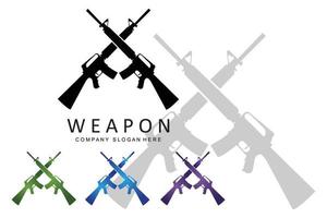 ícone de vetor de logotipo de arma automática. armas de batalha. pistolas, fuzis. ilustração militar e de armas