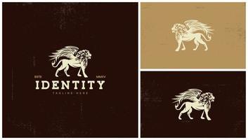 logotipo do leão com asas nele vetor