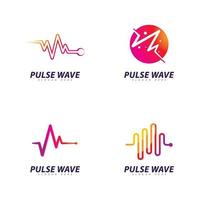 conjunto de vetor de logotipo de onda de pulso. modelo de design de conceito de logotipo de ondas sonoras criativas