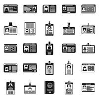 ícones de cartão de identificação definir vetor simples. nome da etiqueta