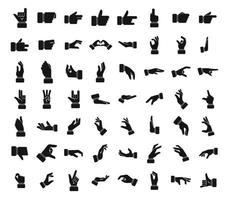 ícones de gestos de mão definir vetor simples. agitar o dedo