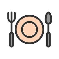 ícone de linha cheia de prato de jantar vetor
