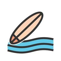 ícone de linha cheia de surf vetor