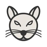 ícone de linha cheia de cara de gato vetor