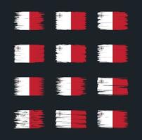 coleções de escova de bandeira de malta. bandeira nacional vetor