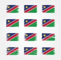 coleções de pincéis de bandeira da namíbia. bandeira nacional vetor