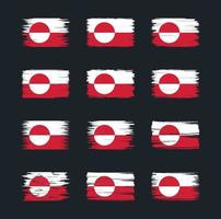 coleções de escova de bandeira da gronelândia. bandeira nacional vetor