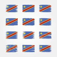 coleções de escova de bandeira da república do congo. bandeira nacional vetor