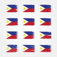 coleções de pincéis de bandeira filipinas. bandeira nacional vetor