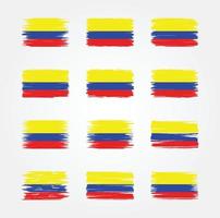 coleções de escova de bandeira da colômbia. bandeira nacional vetor