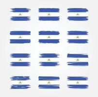 coleções de escova de bandeira da nicarágua. bandeira nacional vetor