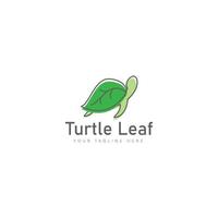 tartaruga com ilustração de ícone de design de logotipo de folha vetor