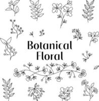 conjunto de desenho de mão floral vetorial vetor