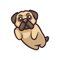 personagem de mascote de vetor de logotipo de desenho animado de cachorro pug fofo