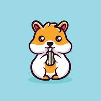 design de mascote de hamster bonitinho vetor