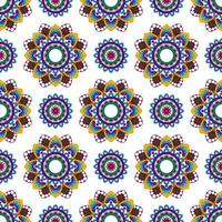 ikat abstrato geométrico mandala étnica sem costura padrão design. tecido asteca tapete mandala ornamentos têxteis decorações papel de parede. vetor de bordado tradicional de peru mandalas nativas tribais boho