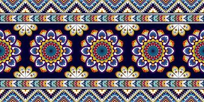 ikat abstrato geométrico mandala étnica sem costura padrão design. tecido asteca tapete mandala ornamentos têxteis decorações papel de parede. vetor de bordado tradicional de peru mandalas nativas tribais boho