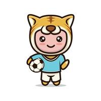 design relacionado ao futebol de mascote bonito de tigre vetor