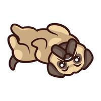 personagem de mascote de vetor de logotipo de desenho animado de cachorro pug fofo